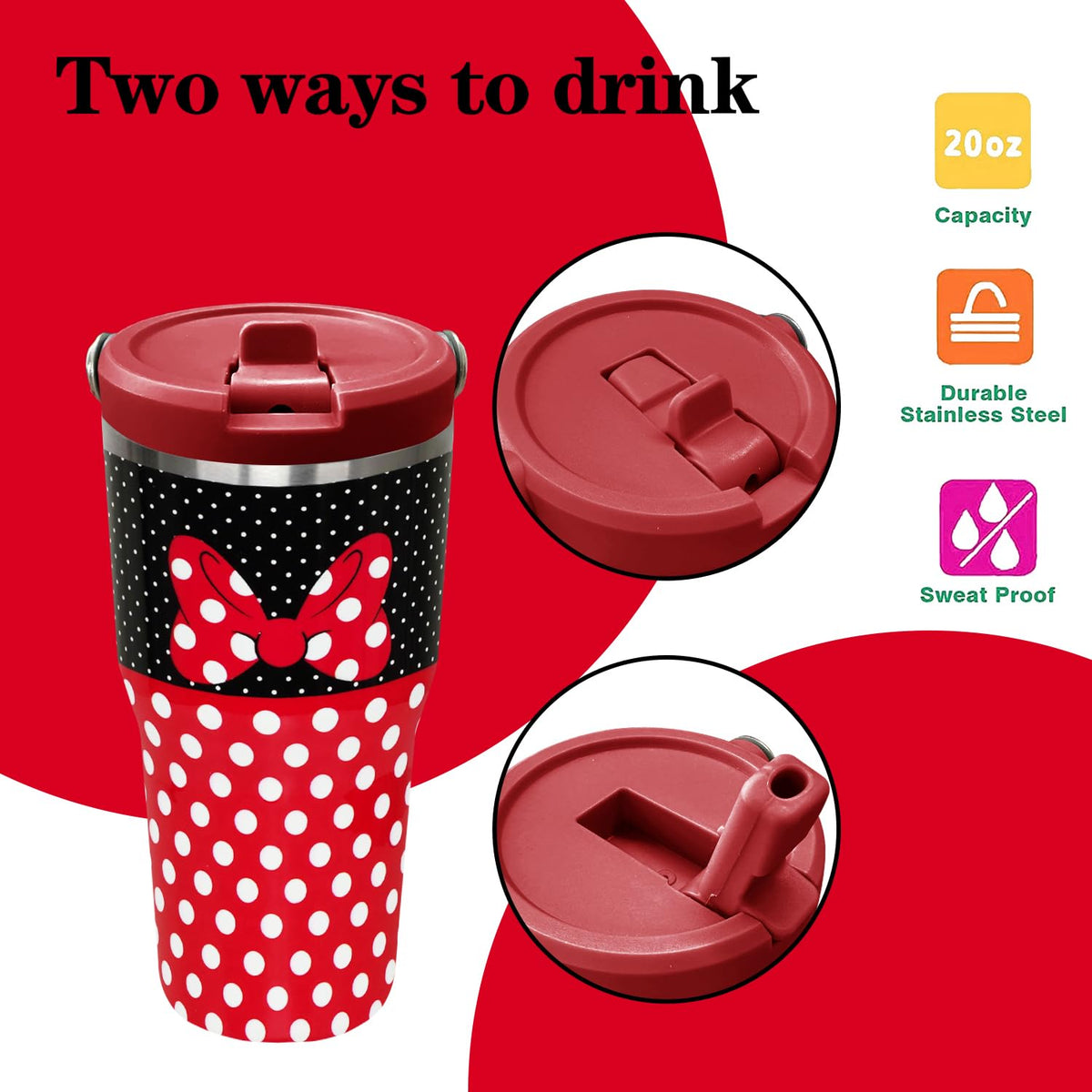 Cartoon Mouse 20 Oz Tumbler with Lid & Flip Straw Y398870