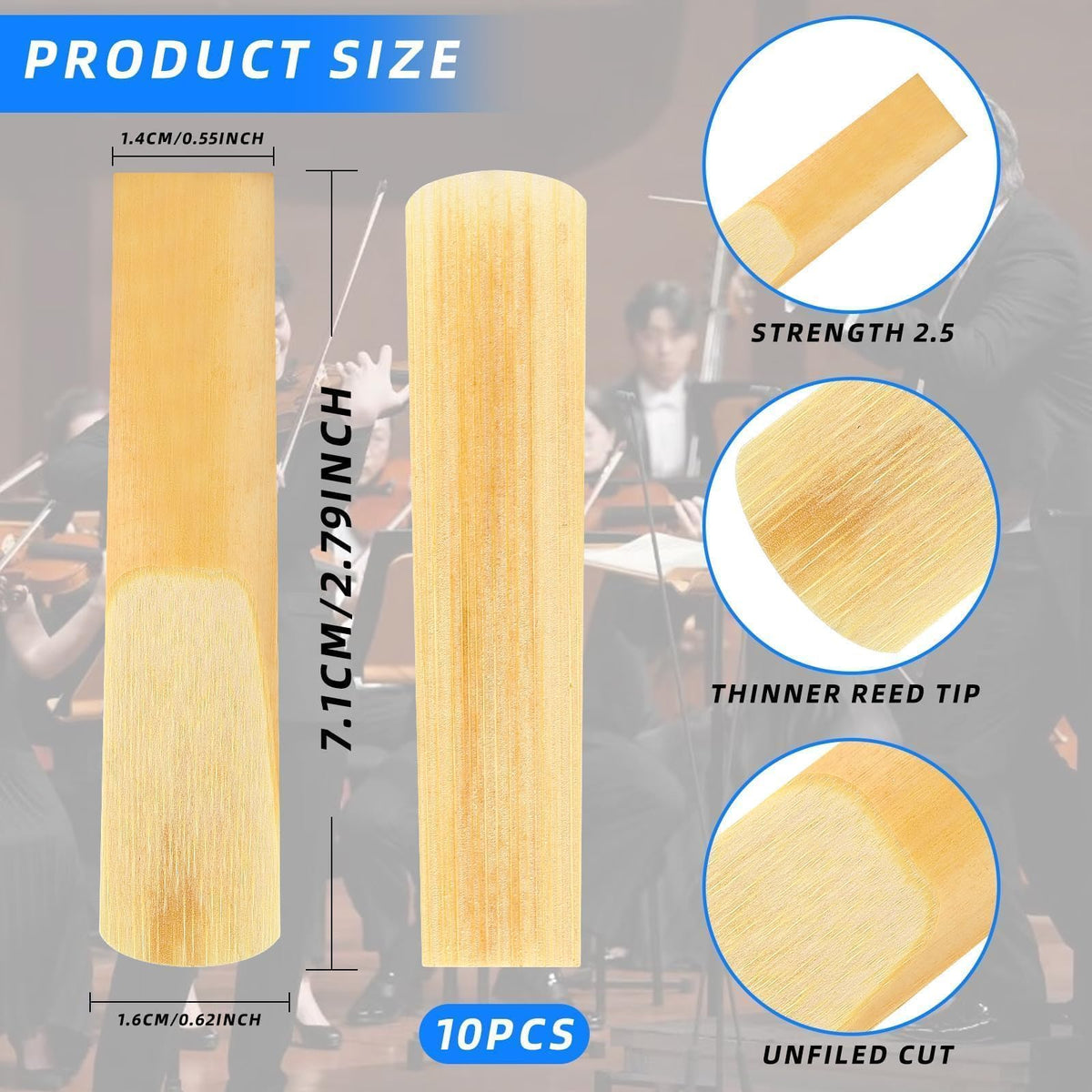 10 Pack Alto Saxophone Reeds 2.5 Strength D4019