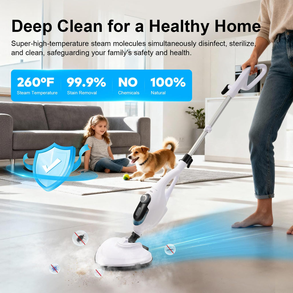 1550W 11-in-1 Steam Mop with 21.3FT Cord, White Q395007