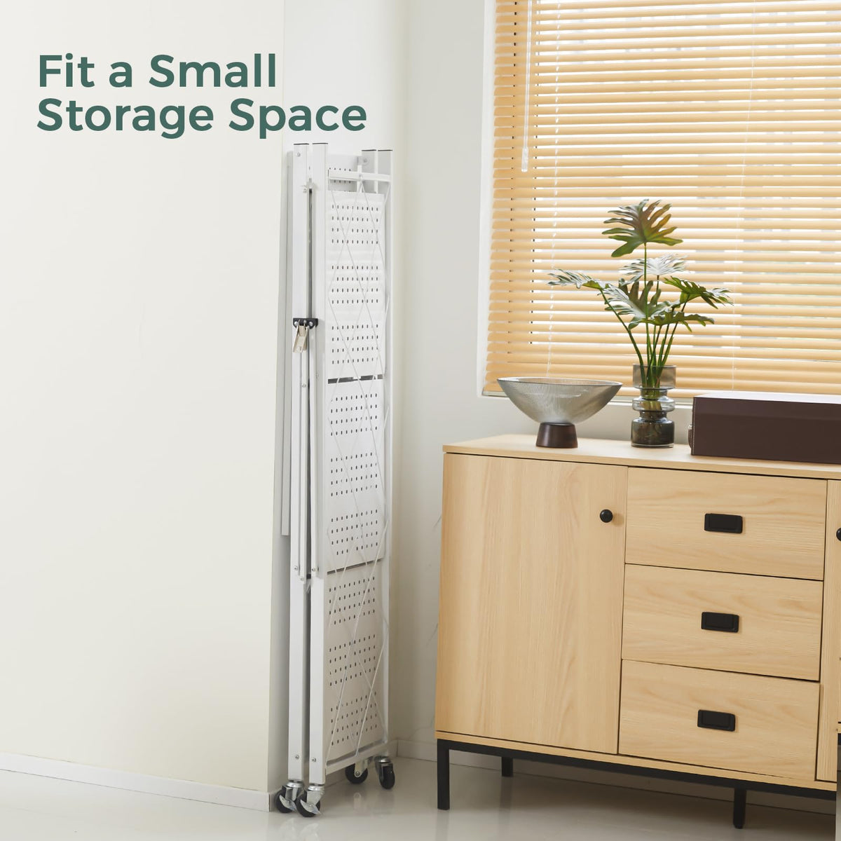 4 Tier White Metal Storage Shelves with Wheels V156781