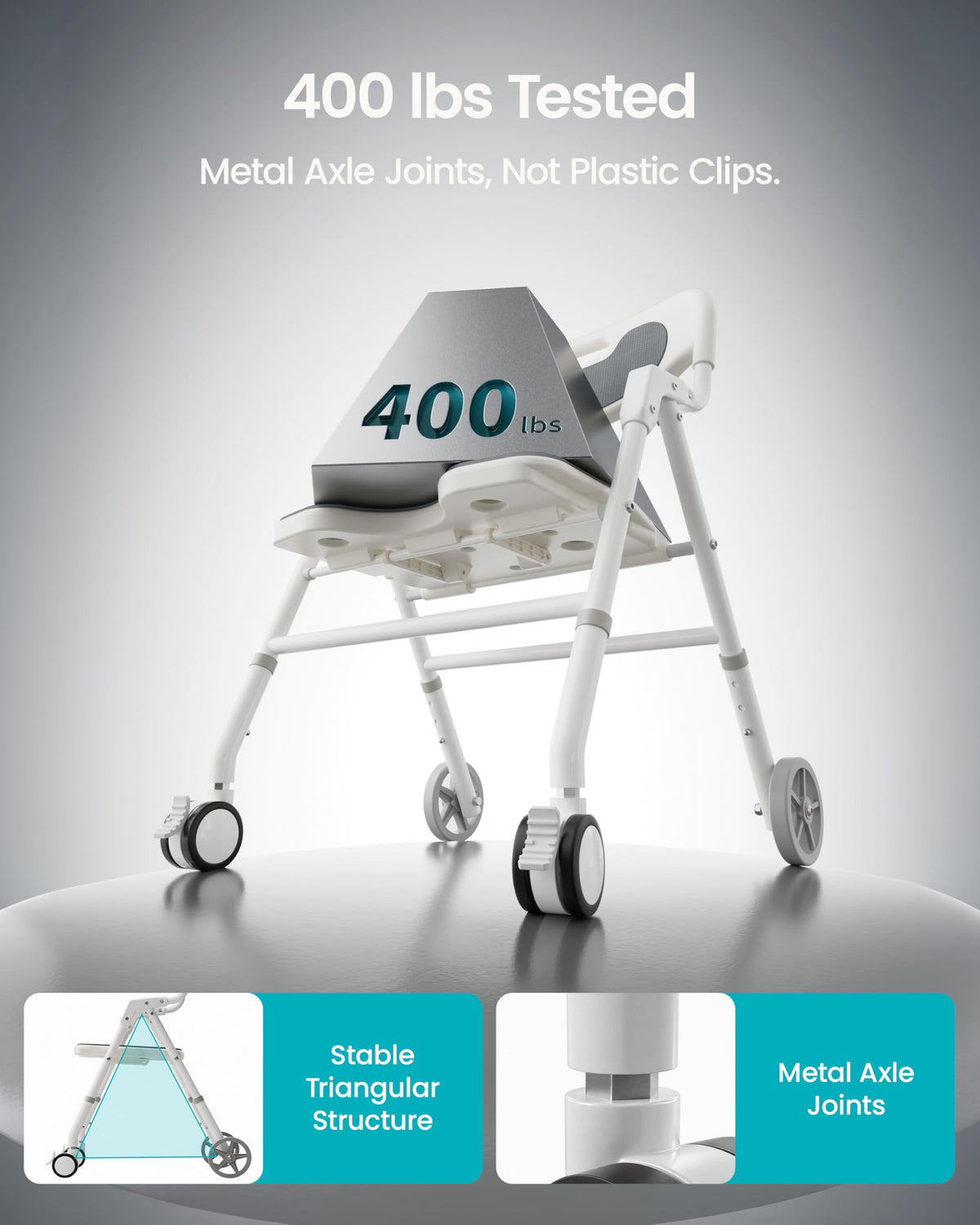 Foldable Rolling Shower Chair with Arms and Back A169060