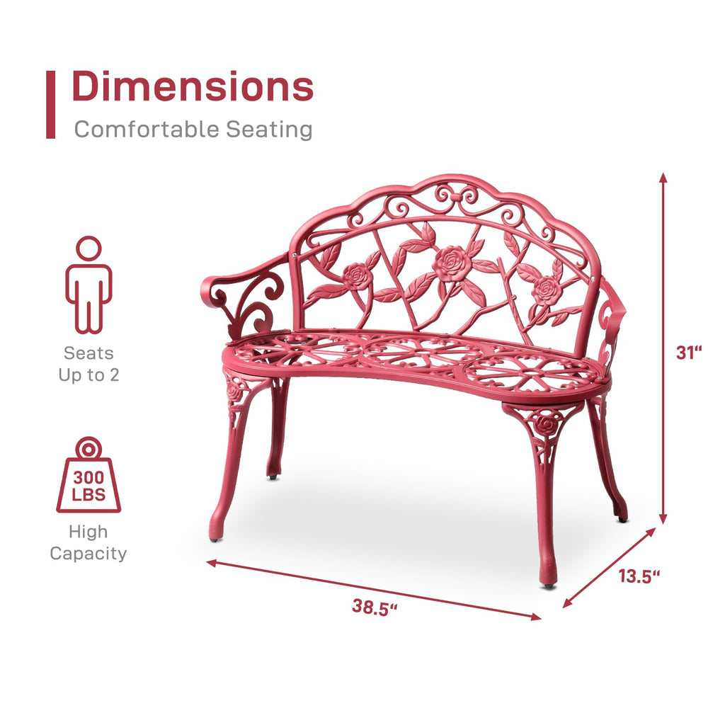 38.5" Cast Iron Aluminum Patio Bench F425