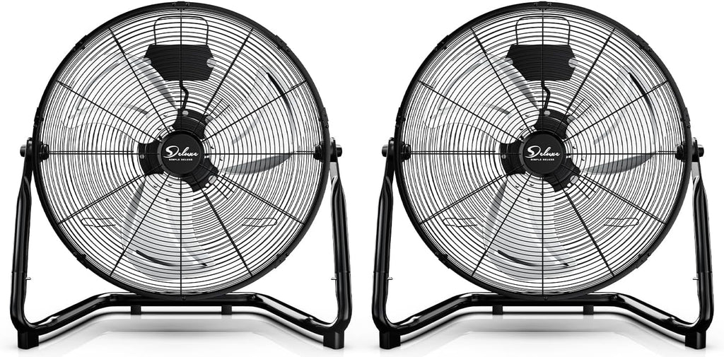 18 Inch 3-Speed High Velocity Metal Industrial Floor Fans Black 2 Pack X92582