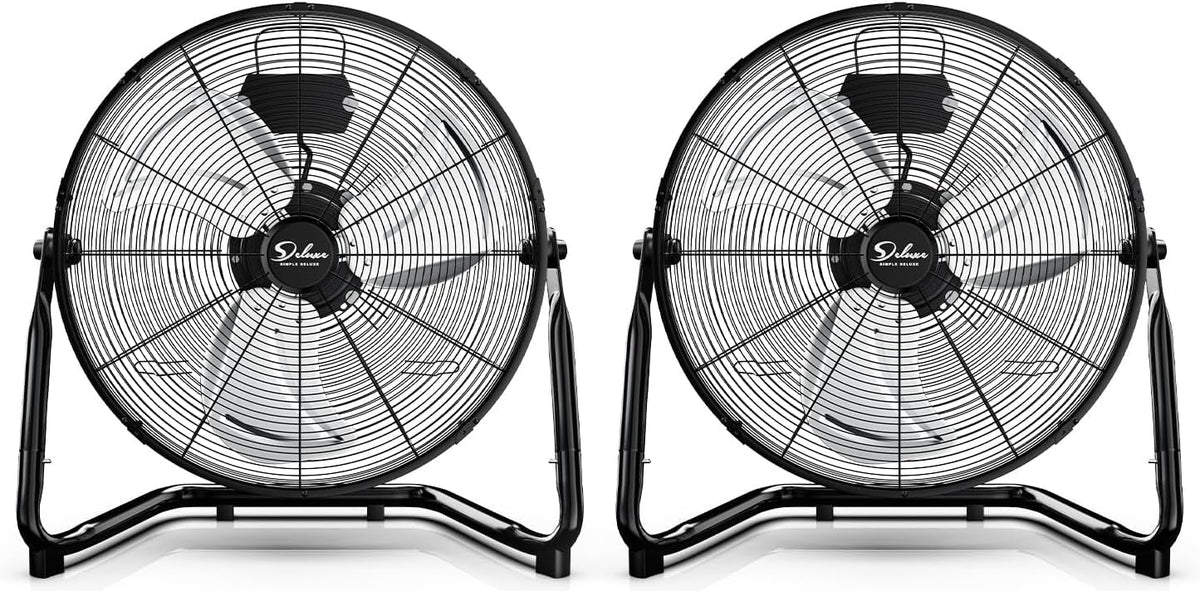 18 Inch 3-Speed High Velocity Metal Industrial Floor Fans Black 2 Pack X92582