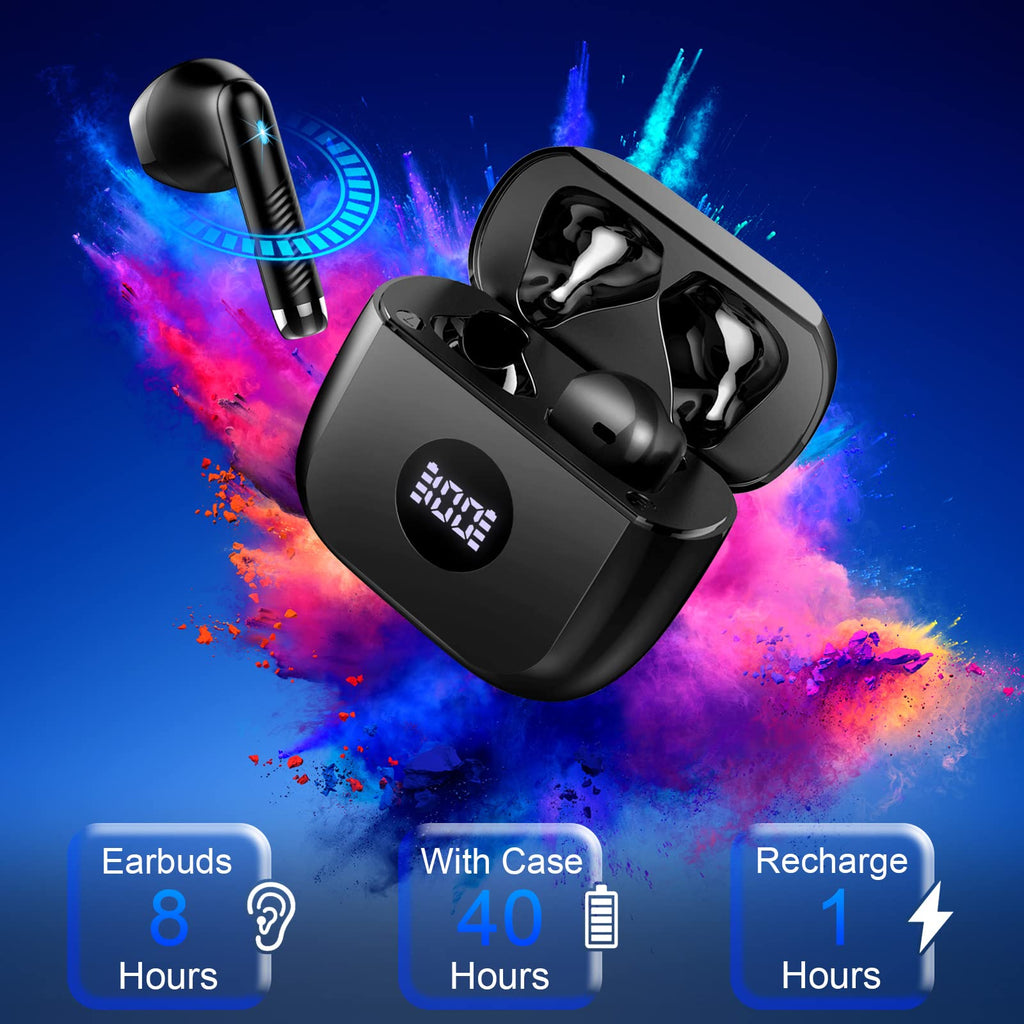 Black and Purple Wireless Earbuds V1640