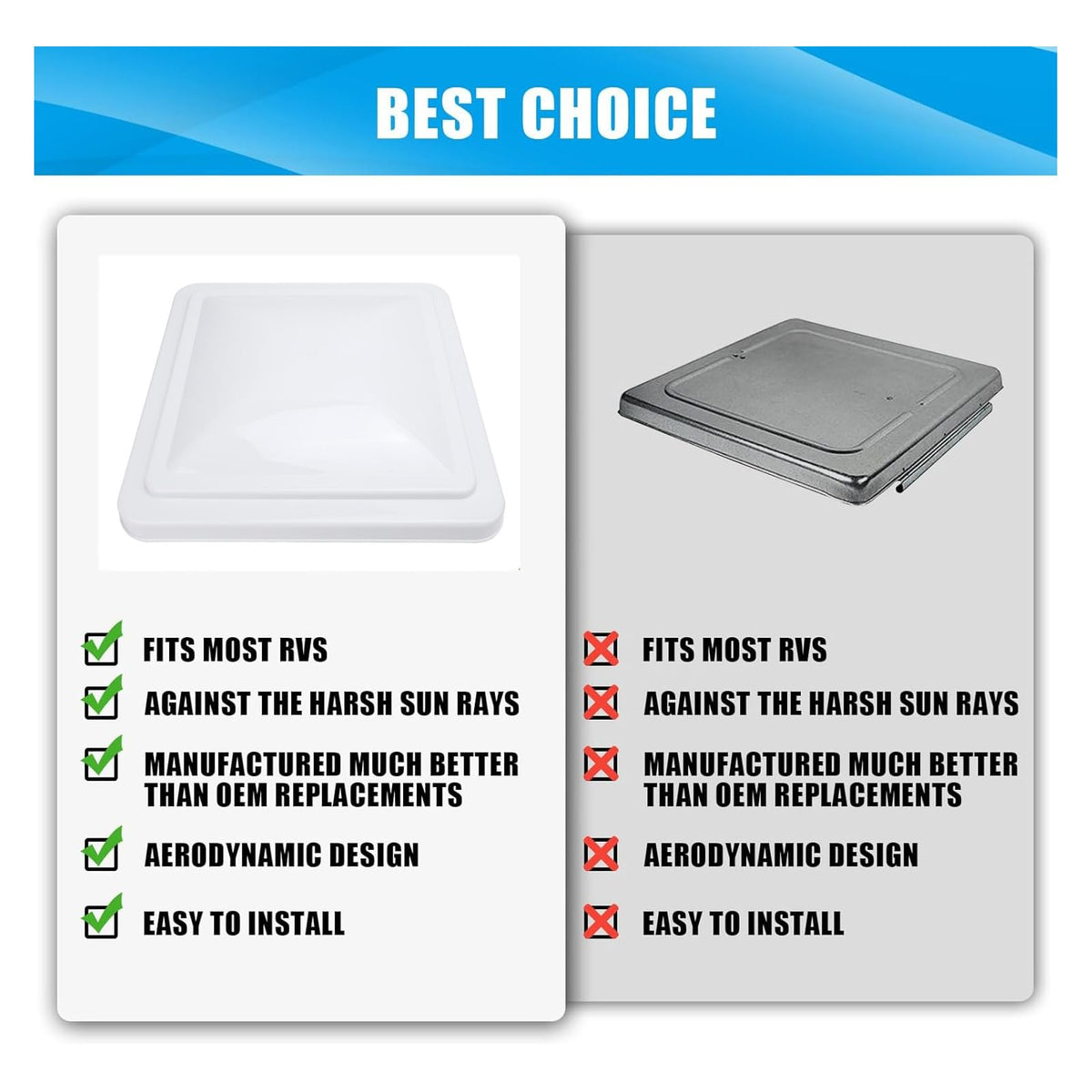 White 14in RV Roof Vent Cover E4306