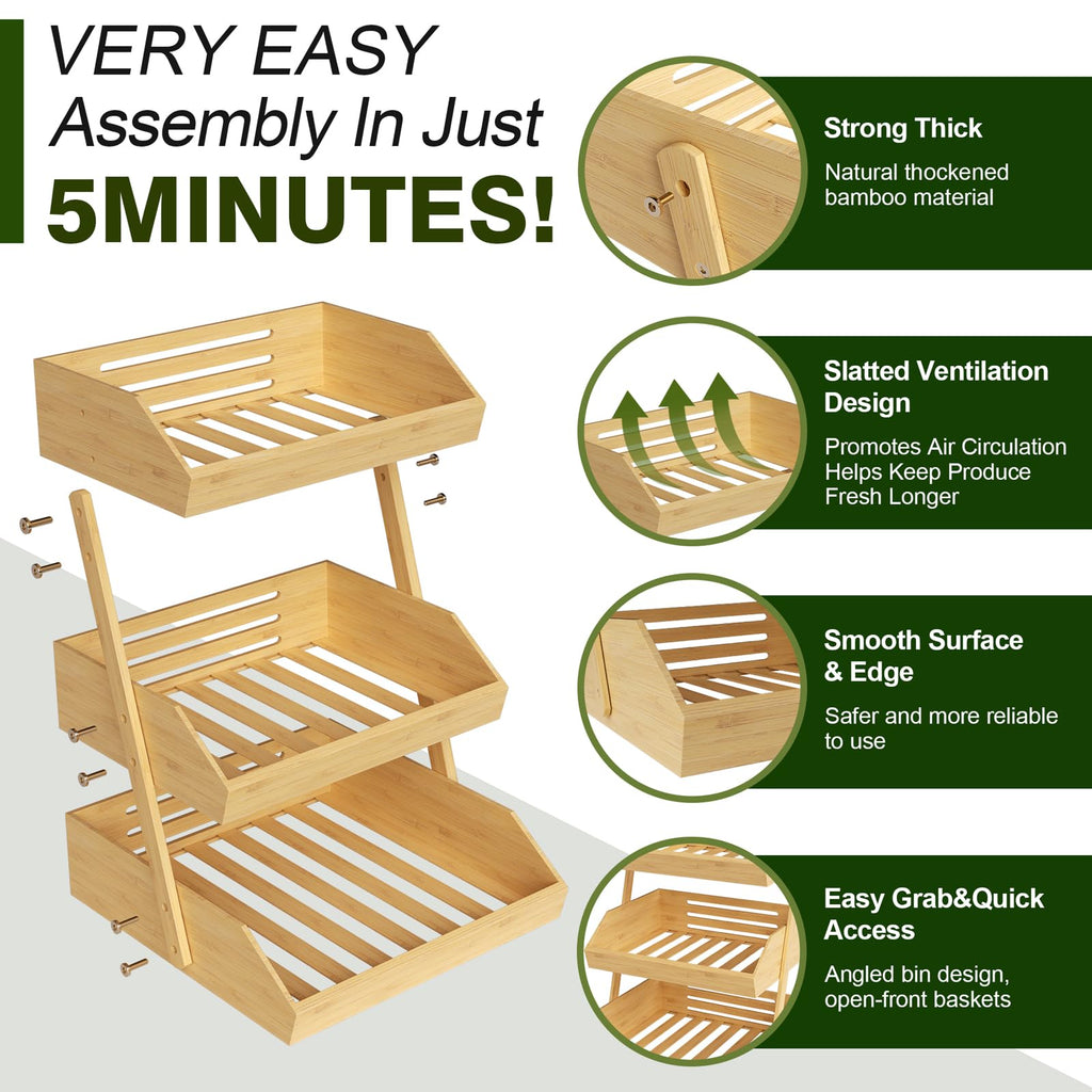 3 Tier Bamboo Fruit Basket S184956