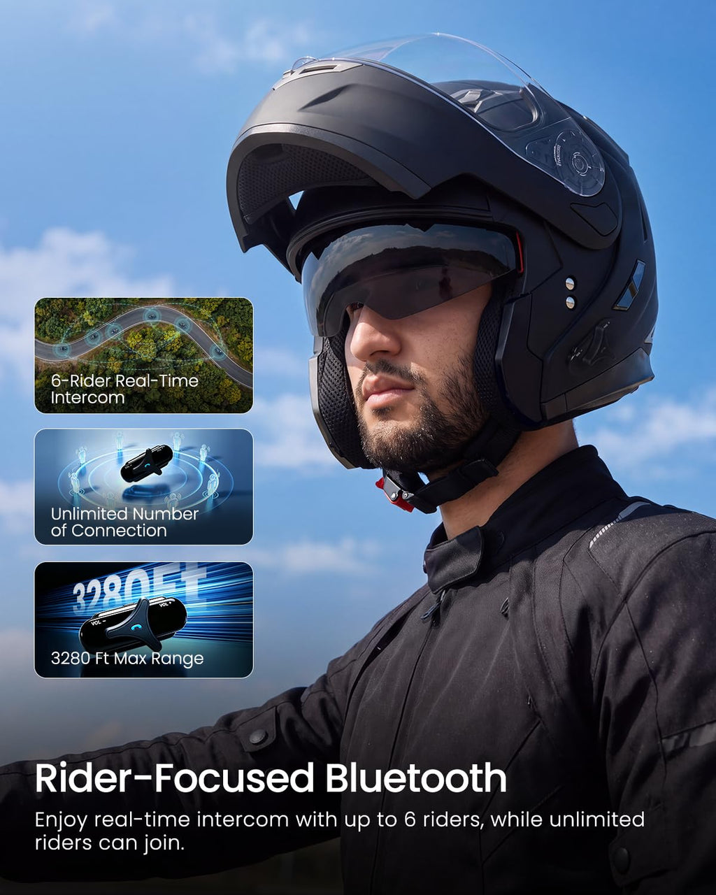 Bluetooth Integrated Modular Motorcycle Helmet L6460