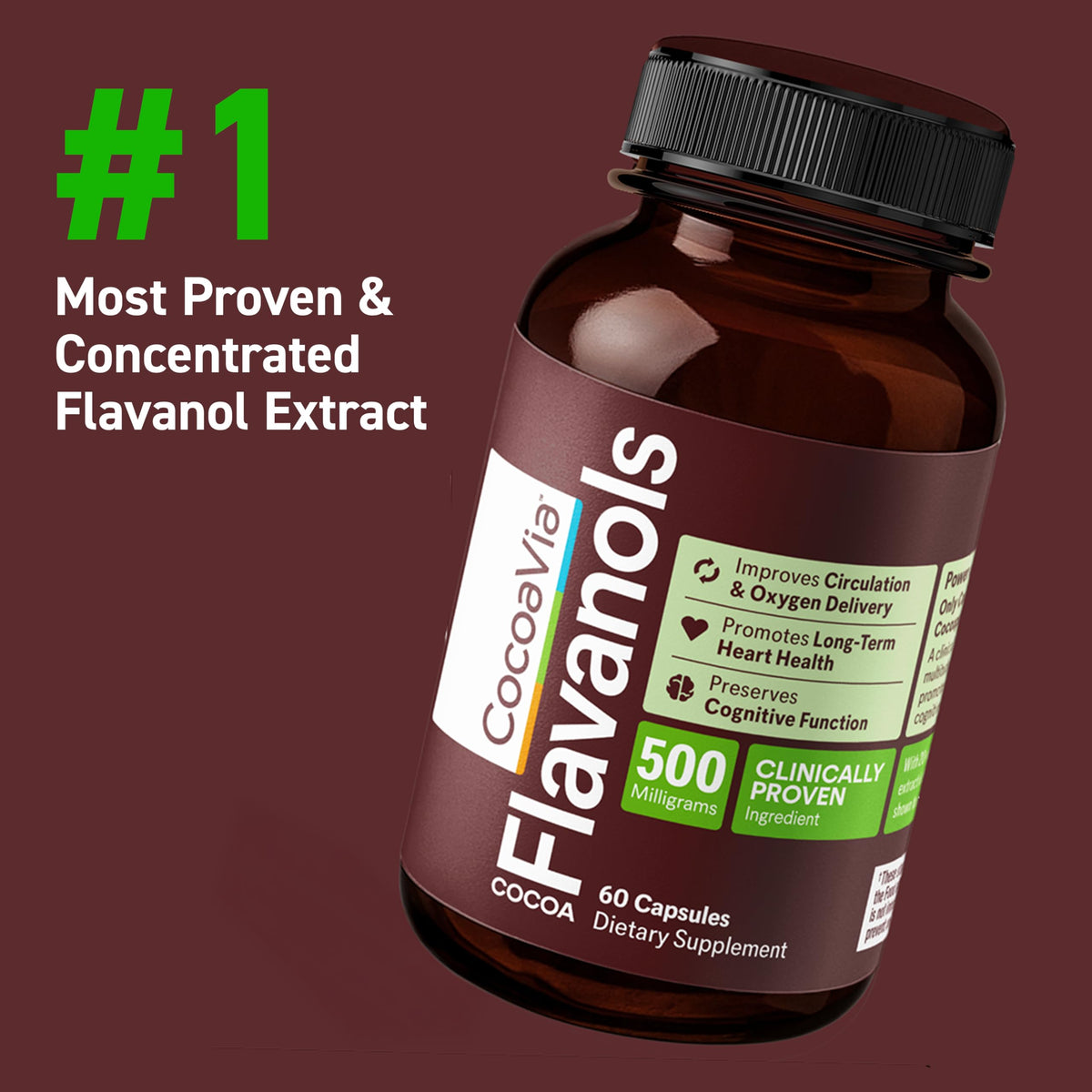 500mg High Flavanol Cocoa Supplement 60 Capsules D57455