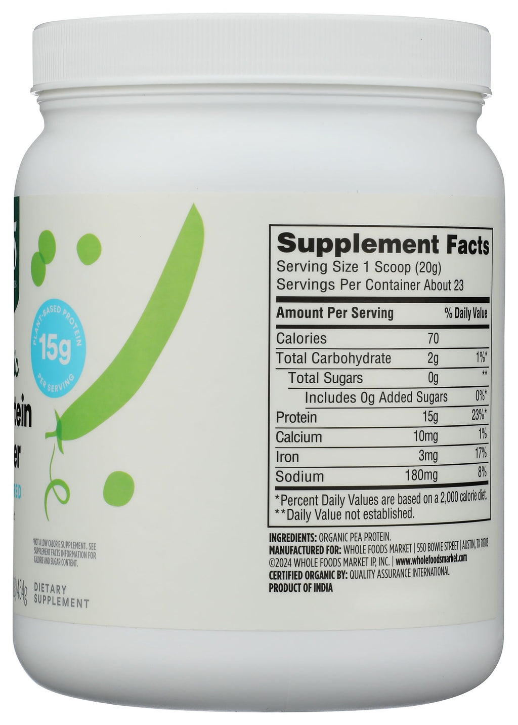 Organic Pea Protein, 16 Ounce U597278
