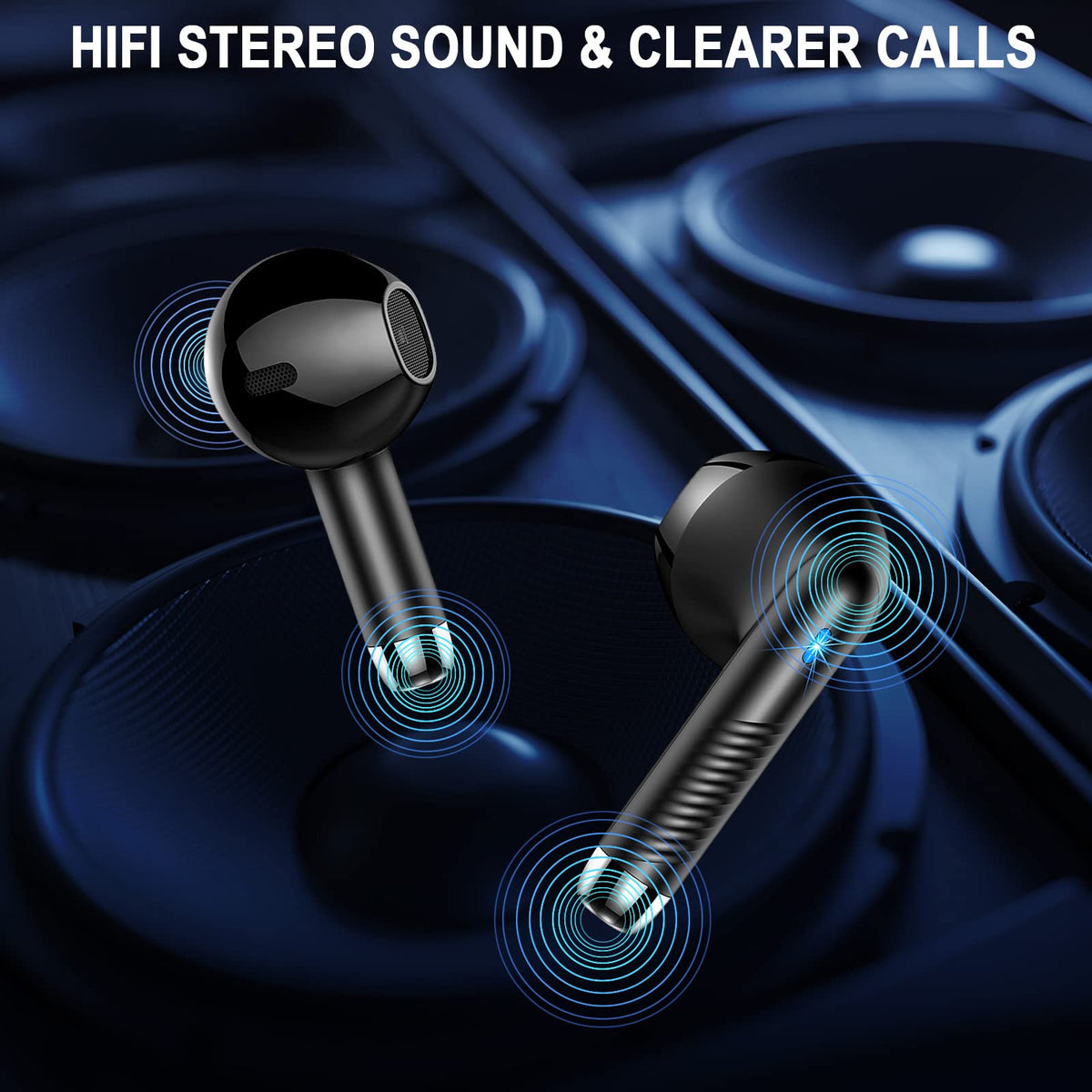 Black and Purple Wireless Earbuds V1640