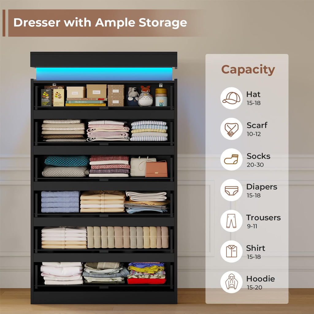 Black 6 Drawer Dresser W464
