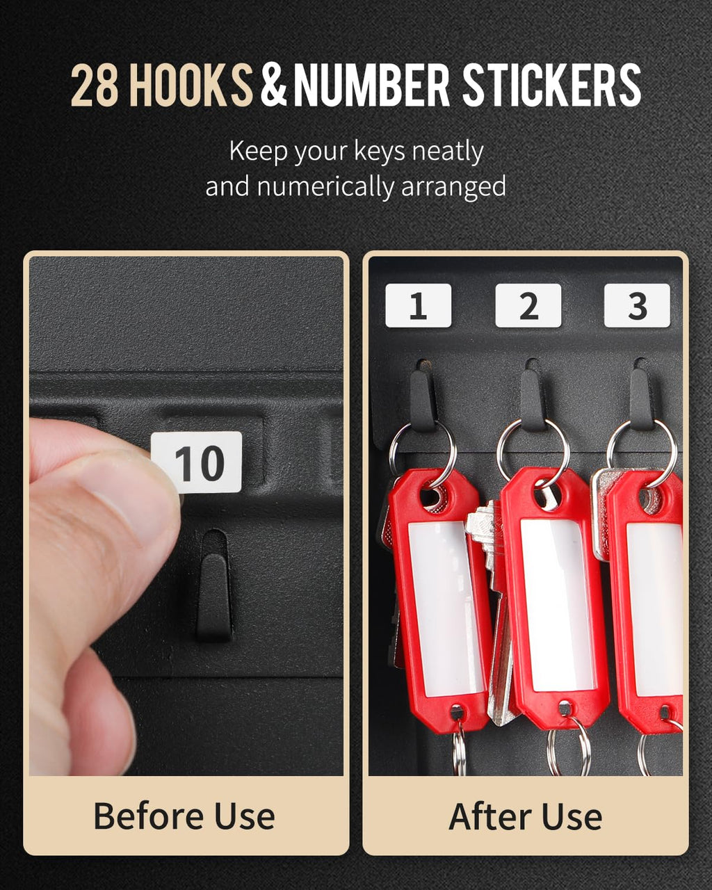Black Steel Key Cabinet with Combination Lock H247746