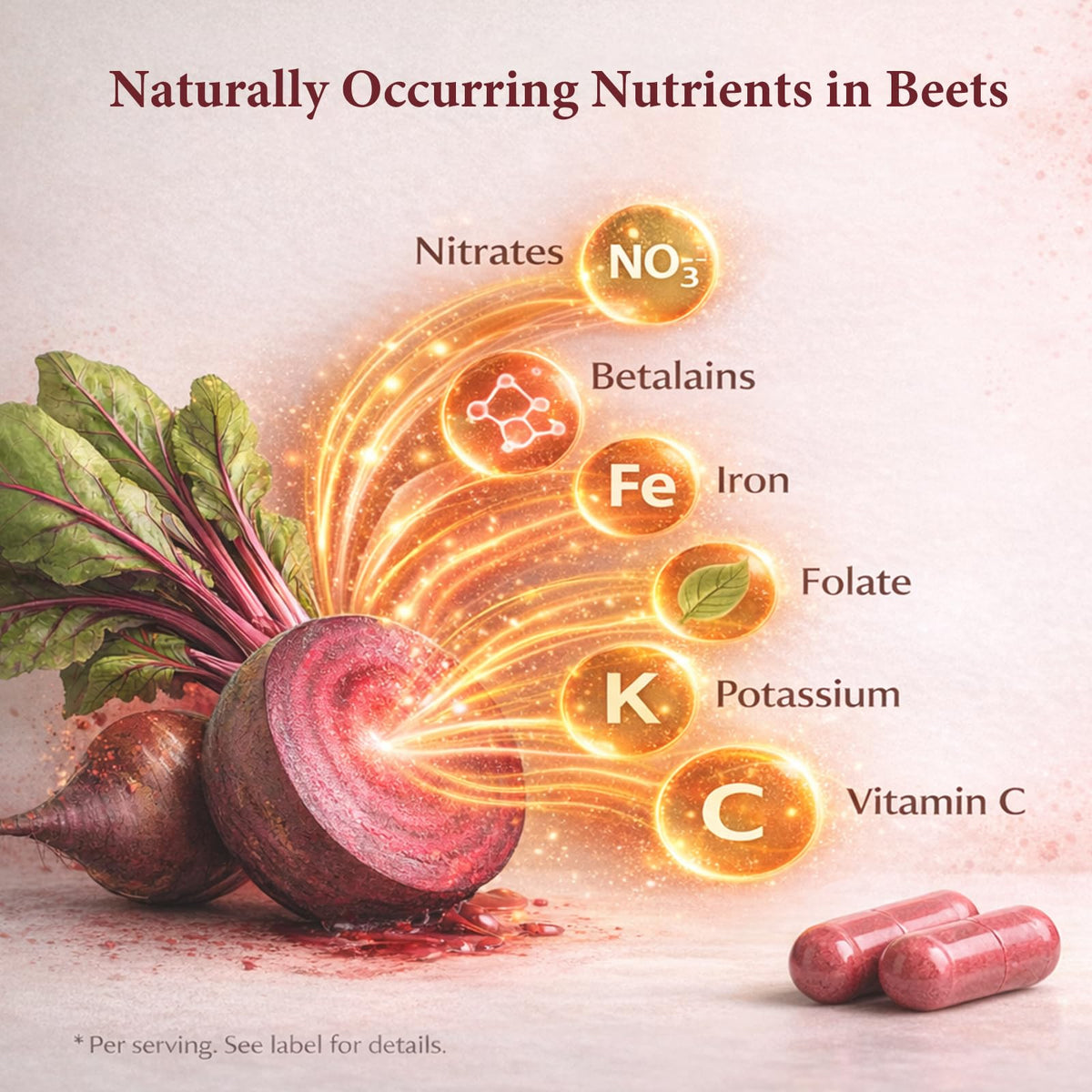 Organic Beet Root Capsules 1300 mg 60 Capsules A9848