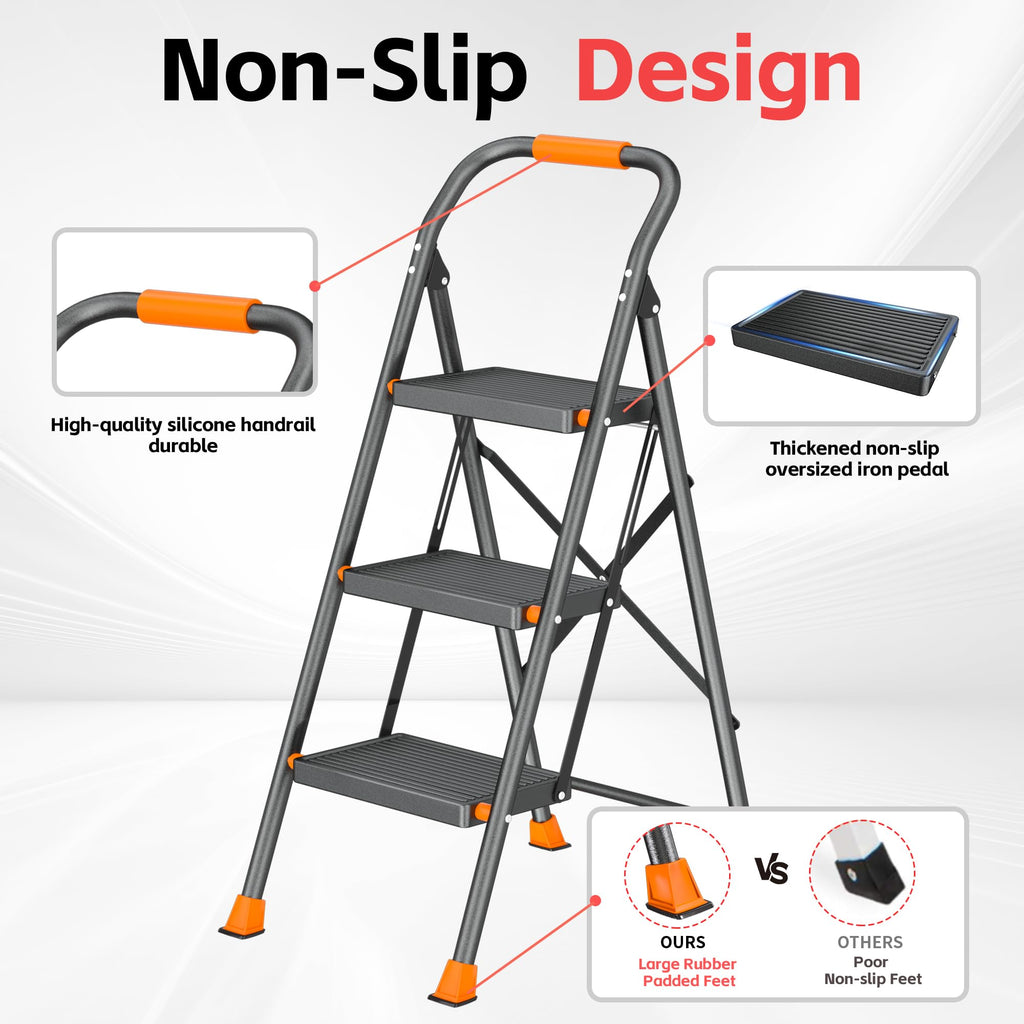 3 Step Ladder 600lbs Folding Step Stool D74488