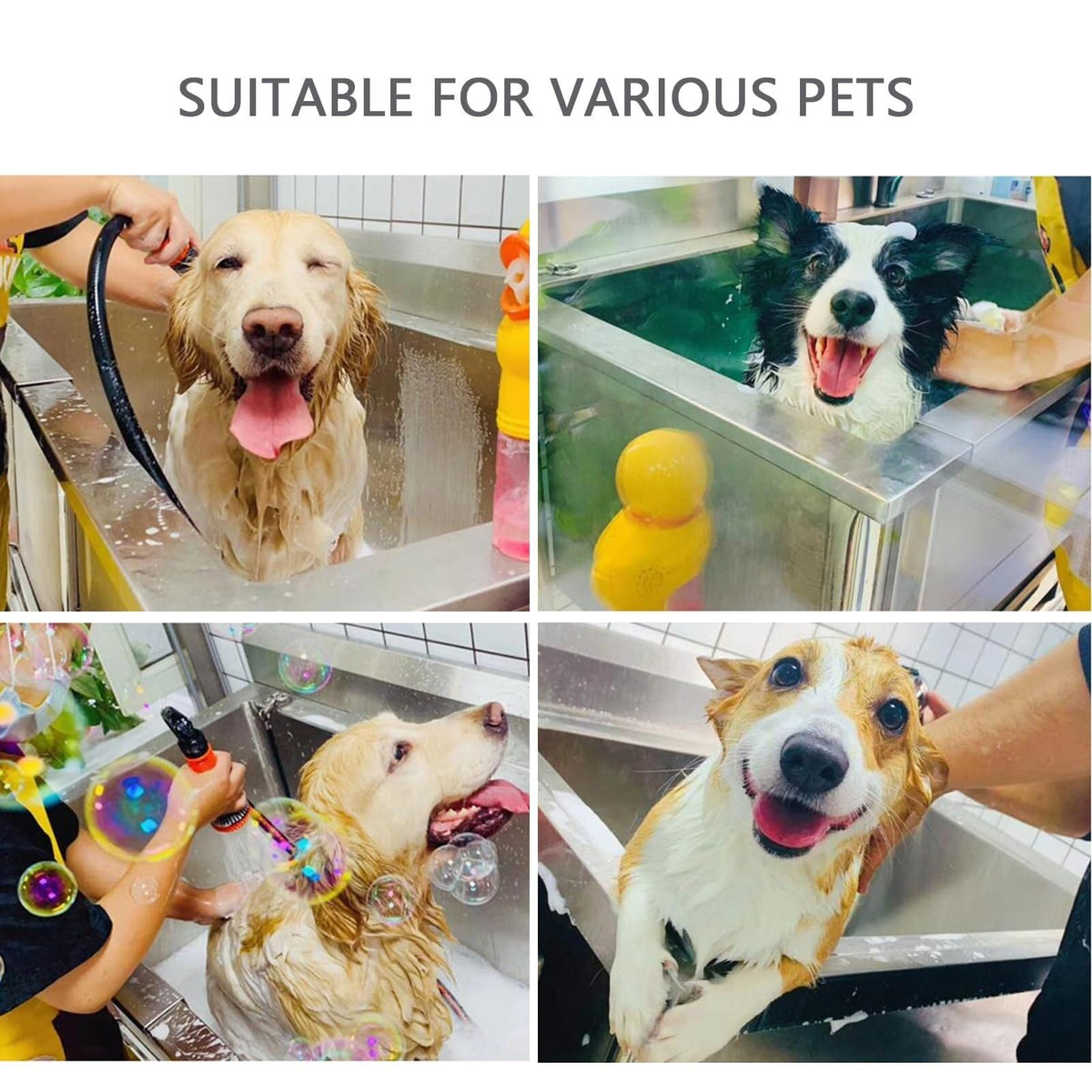 Stainless Steel Dog Washing Station Tub with Sliding Door and Telescopic Faucet U269101