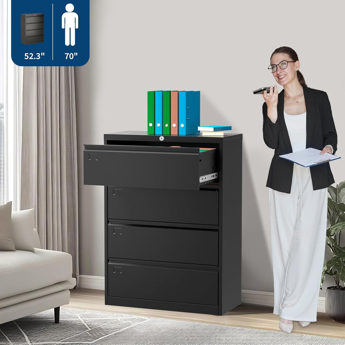 4 Drawer Metal File Cabinet with Lock J7247