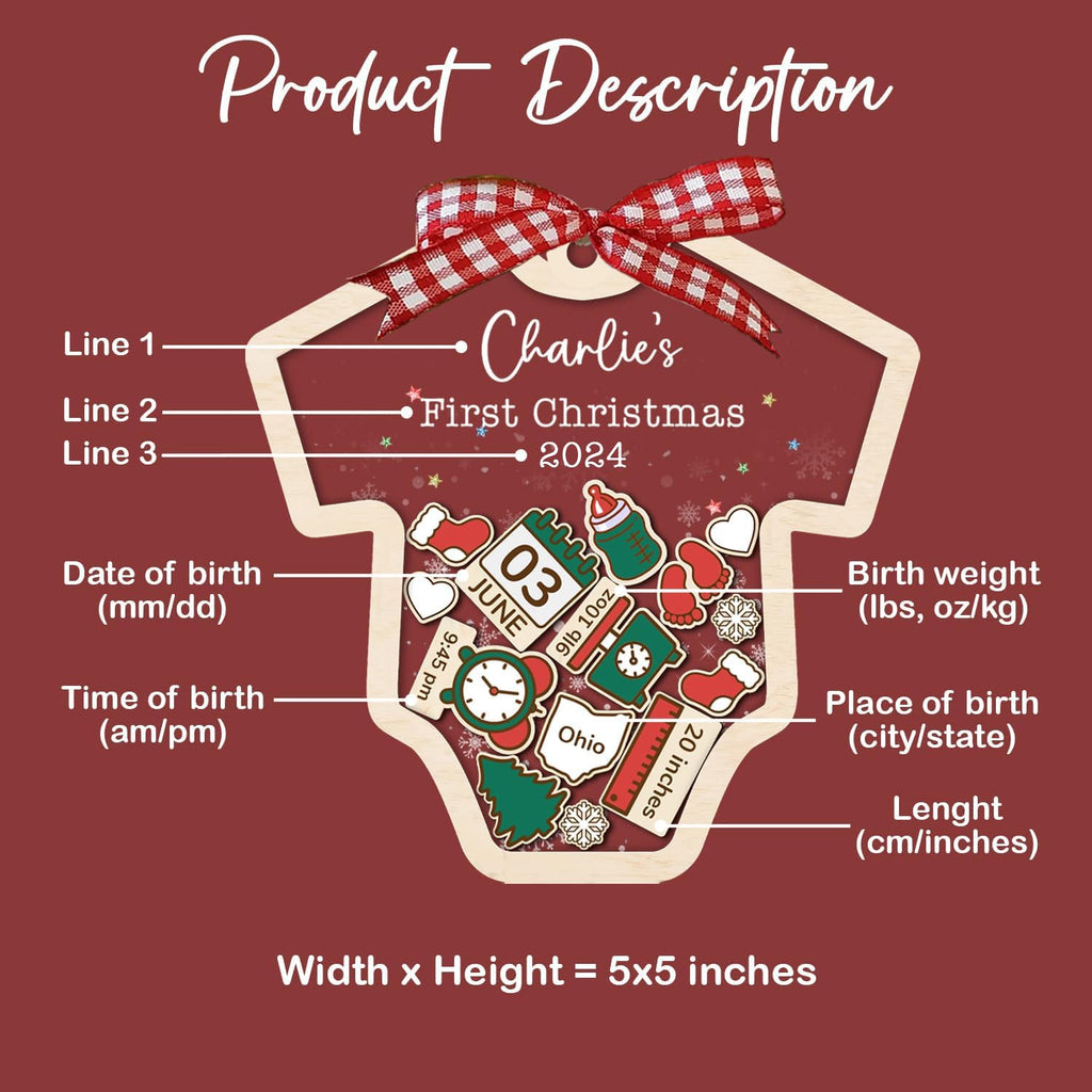 Baby's First Christmas Ornament 2026 Acrylic Wooden 5" B980
