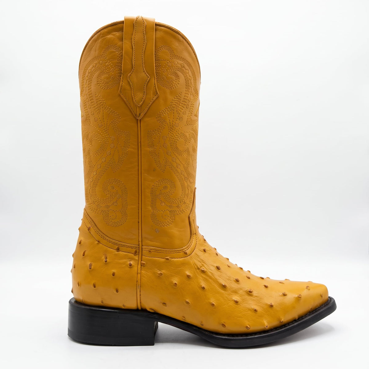 Mens Leather Cowboy Boots Embossed Ostrich Quill Print D852