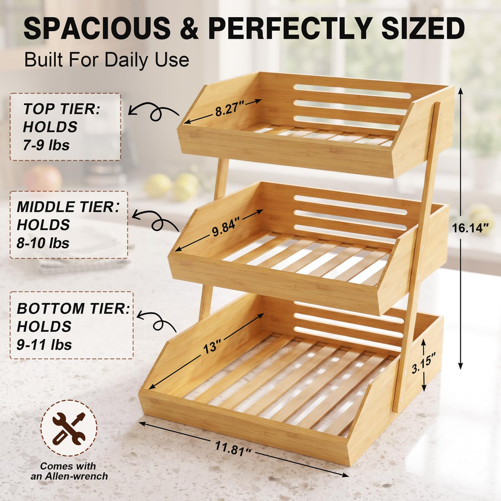 3 Tier Bamboo Fruit Basket S184956