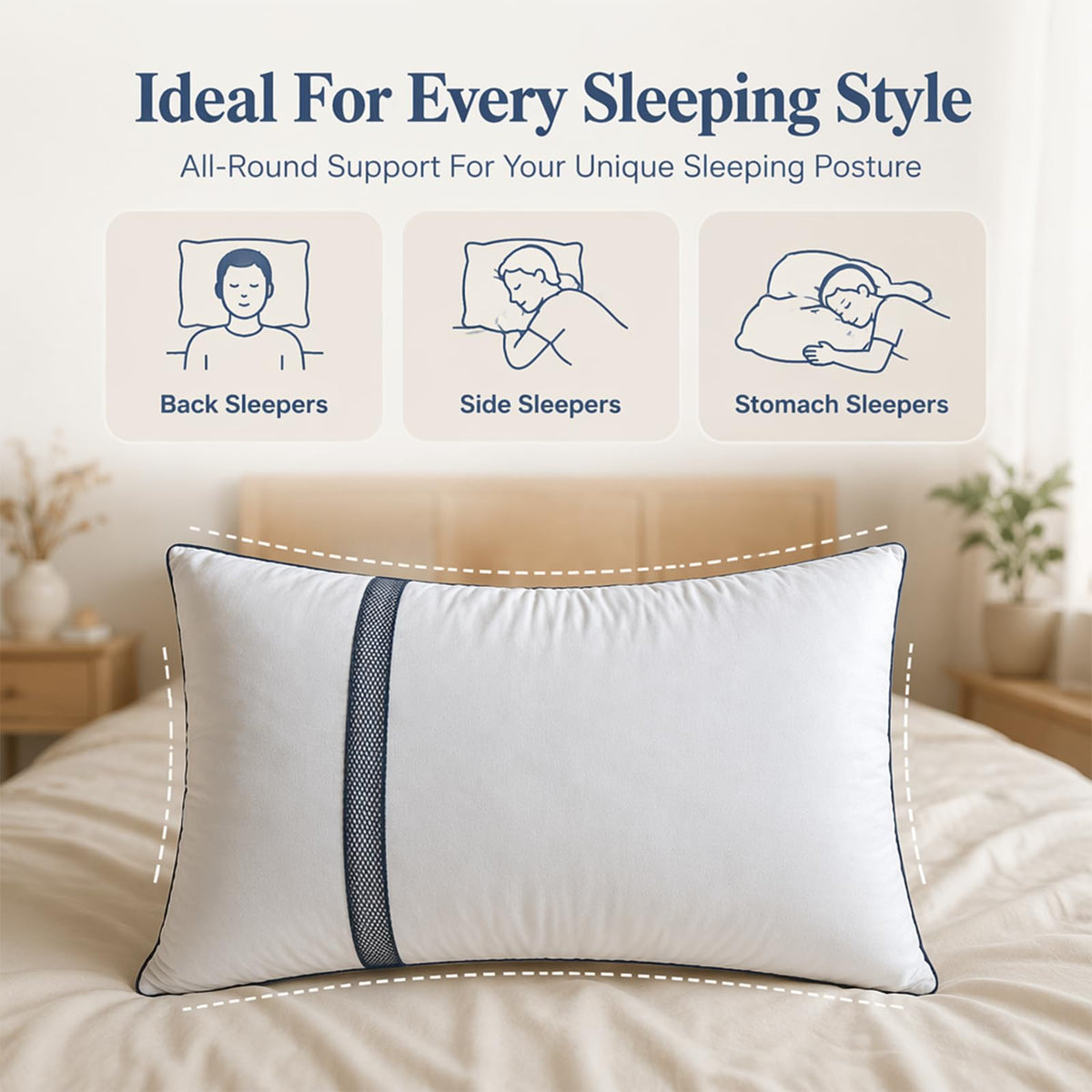 King Size Set of 2 Down Alternative Bed Pillows D340
