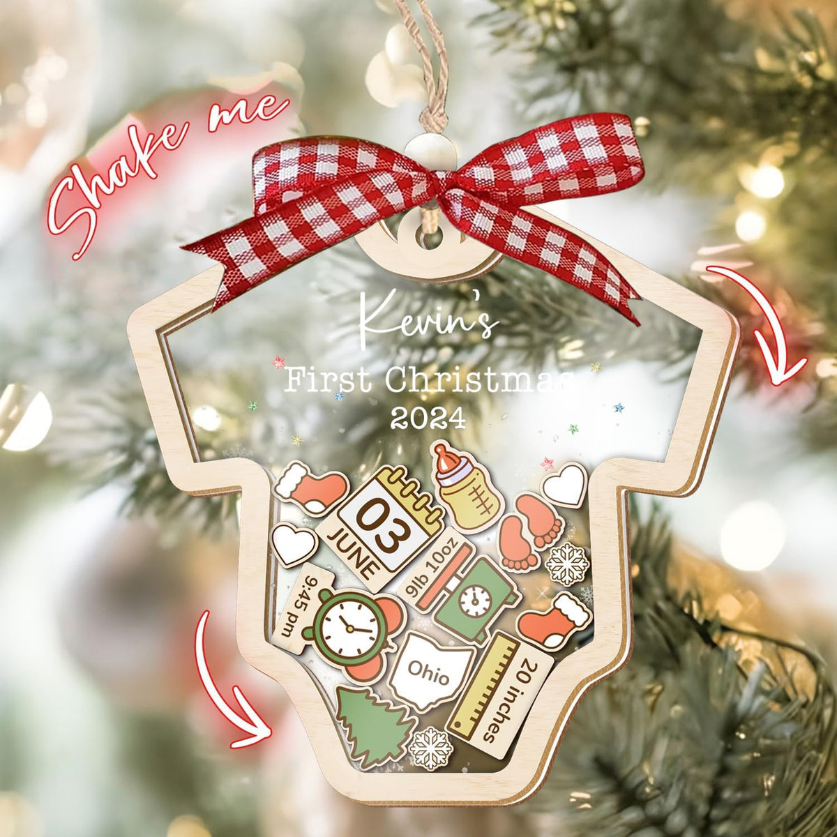 Baby's First Christmas Ornament 2026 Acrylic Wooden 5" B980