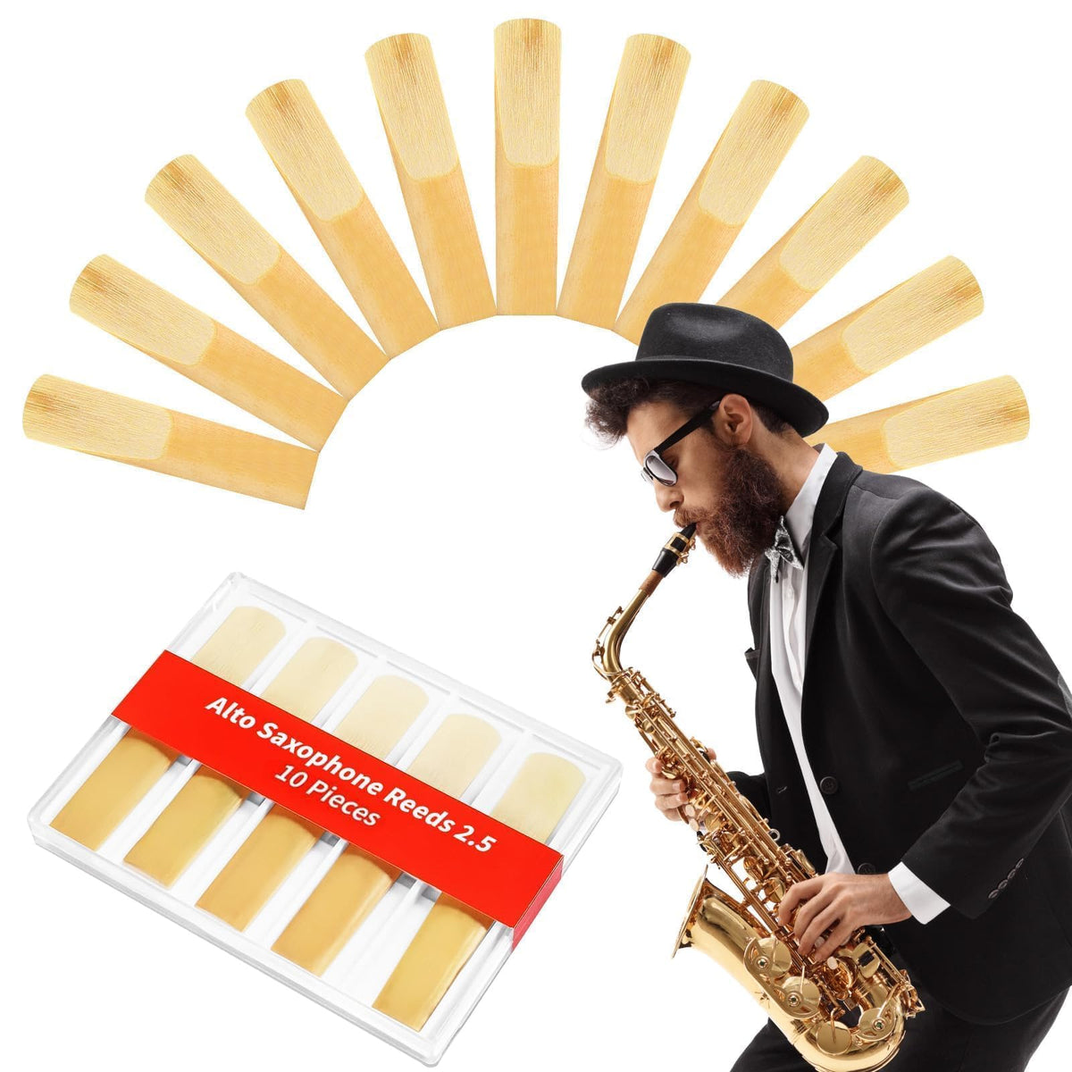 10 Pack Alto Saxophone Reeds 2.5 Strength D4019