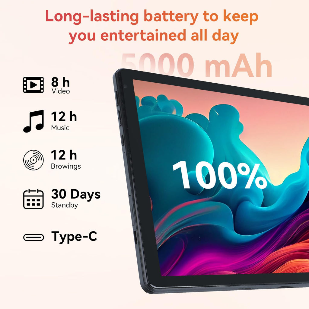10.1" Android Tablet with Octa-core Processor 24GB RAM 128GB ROM HD IPS Touchscreen R266018