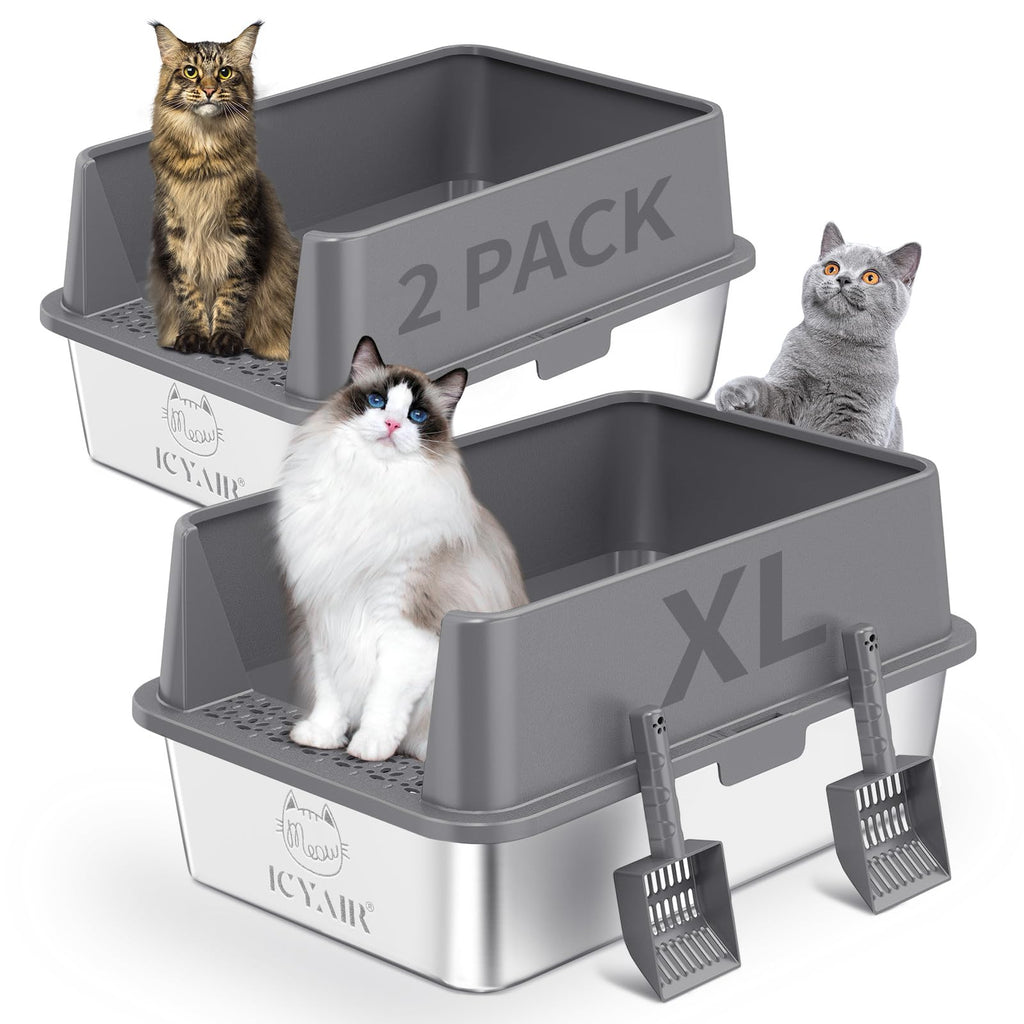 Stainless Steel Cat Litter Box with High Sides Lid P741493