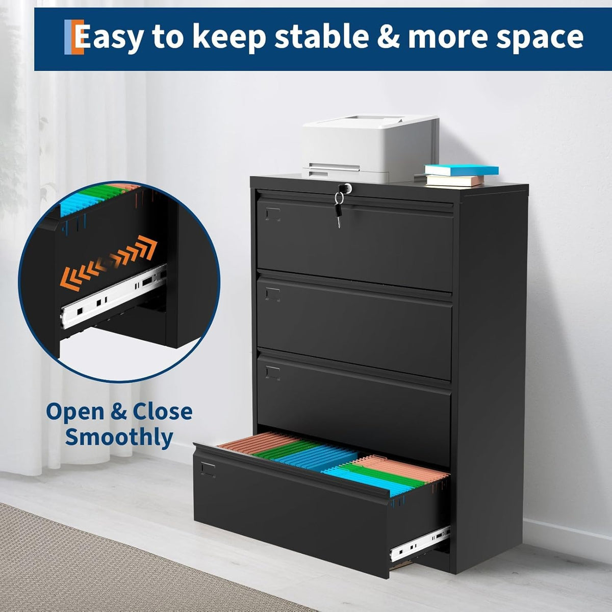4 Drawer Metal File Cabinet with Lock J7247