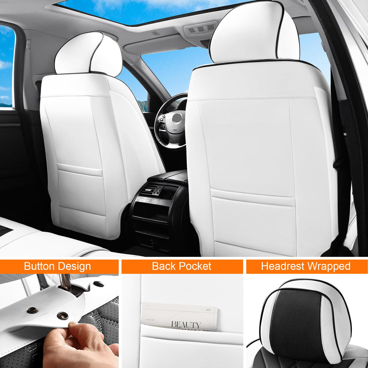 Black White Car Seat Covers Full Set P645382
