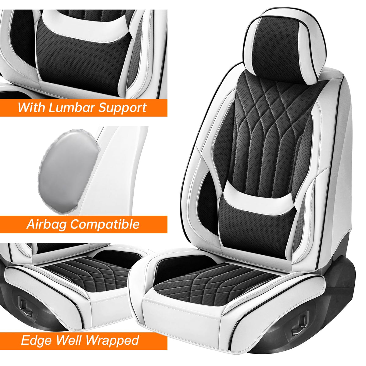 Black White Car Seat Covers Full Set P645382