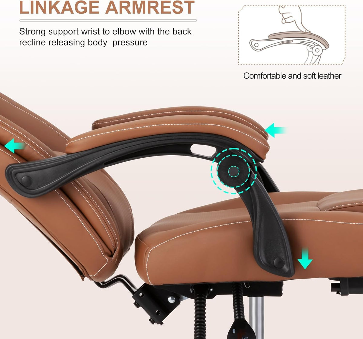 Brown Ergonomic Reclining Office Chair with Footrest and Lumbar Support V37661