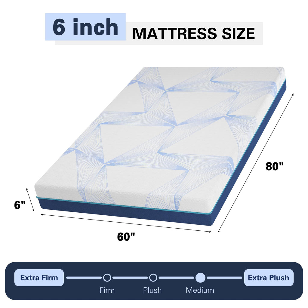 6 Inch Twin Gel Memory Foam Mattress U9155
