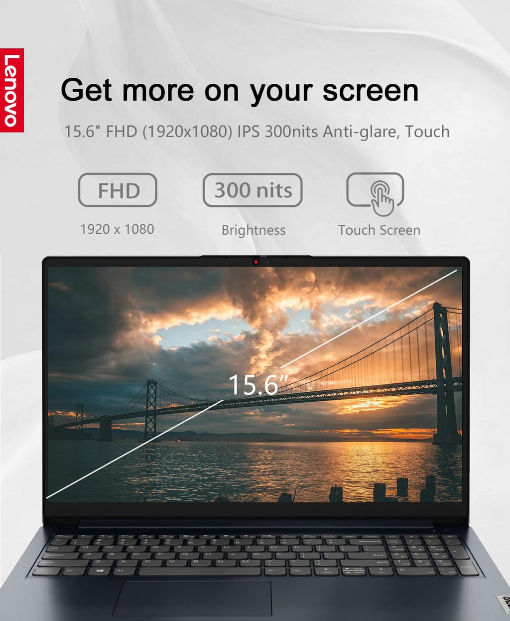 15.6" FHD Touch Laptop Ryzen 5 8GB RAM 512GB Storage Abyss Blue W153894