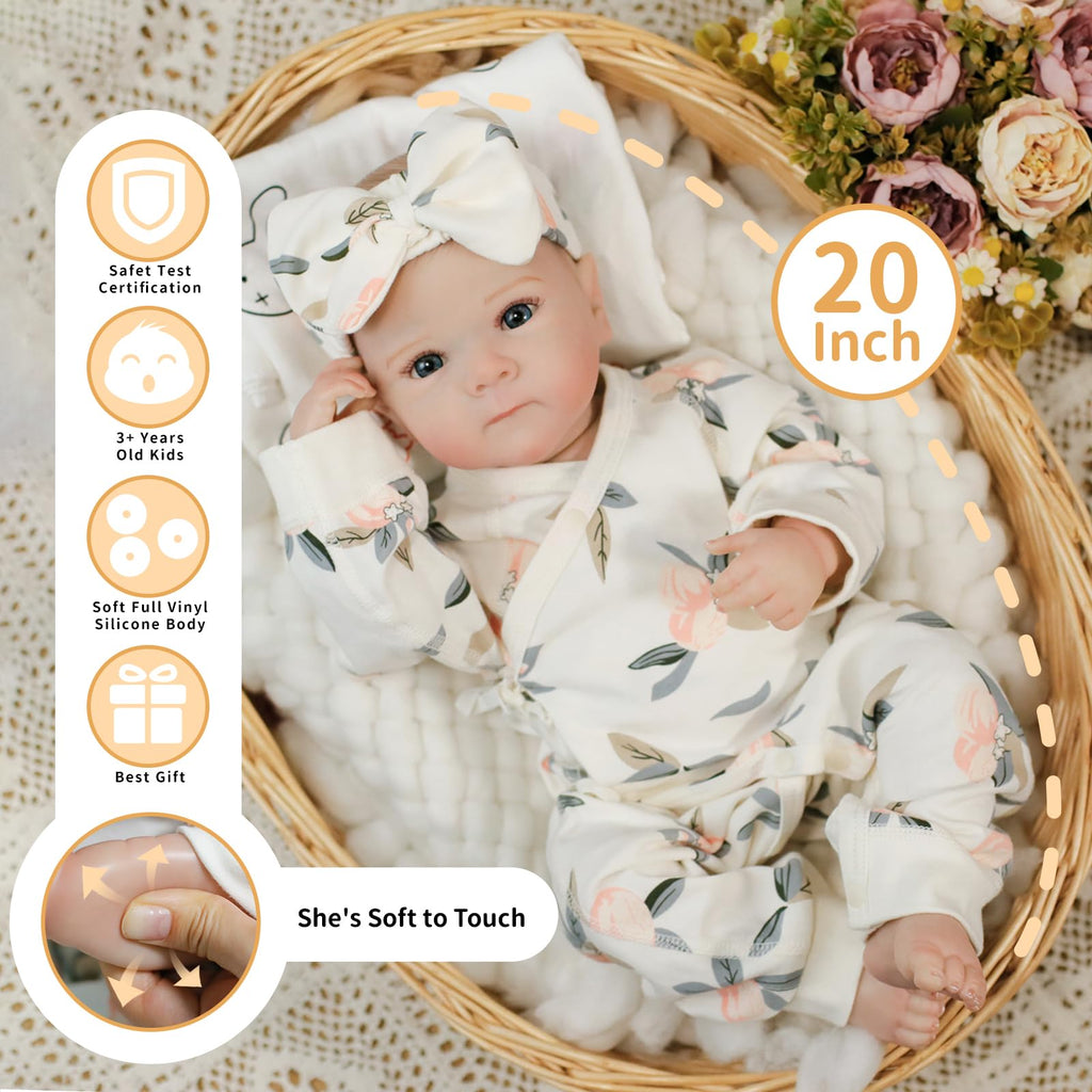 20 Inch Soft Vinyl Poseable Reborn Baby Dolls N3958
