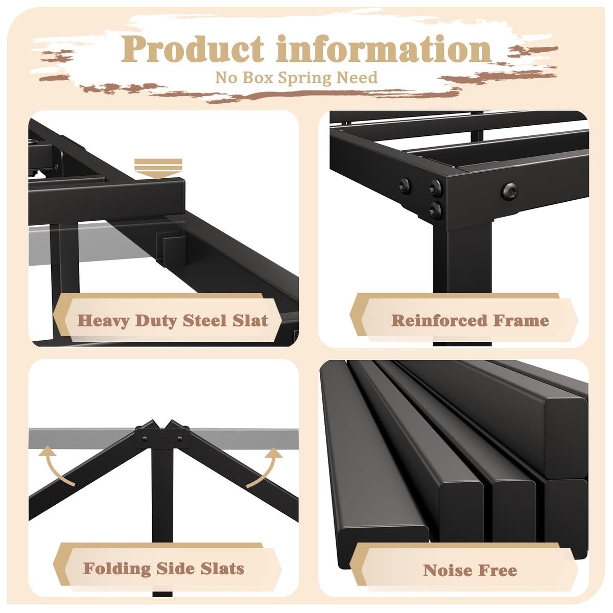 Queen 14-Inch Heavy-Duty Platform Bed Frame P5592
