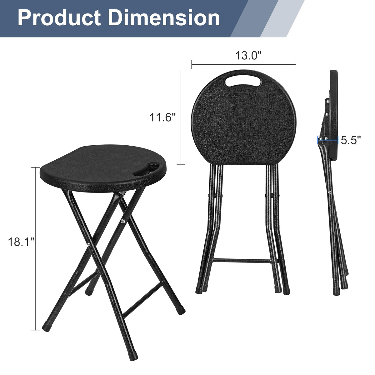 Black Folding Stool with Handle Z6589