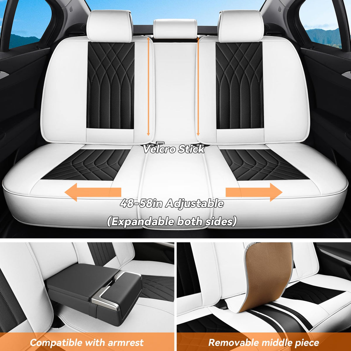 Black White Car Seat Covers Full Set P645382
