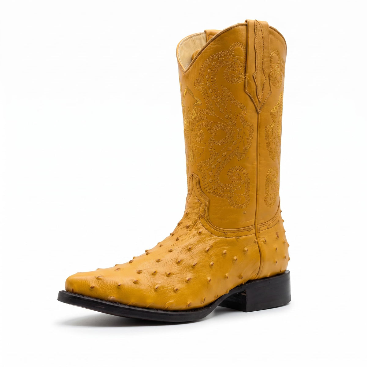 Mens Leather Cowboy Boots Embossed Ostrich Quill Print D852