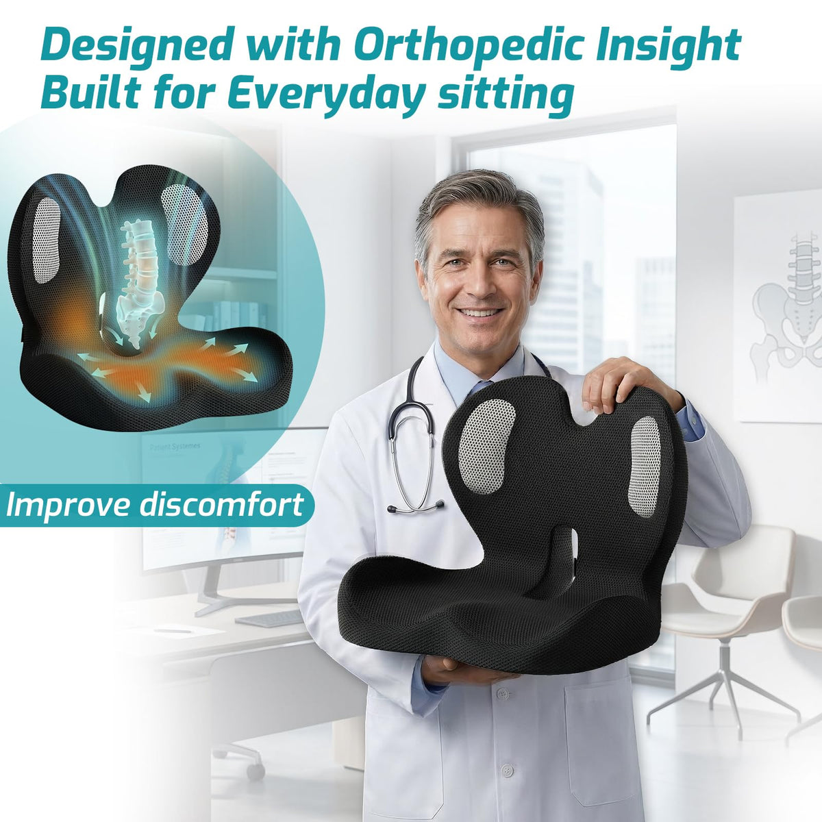 Ergonomic Seat Cushion & Lumbar Support Pillow S811009