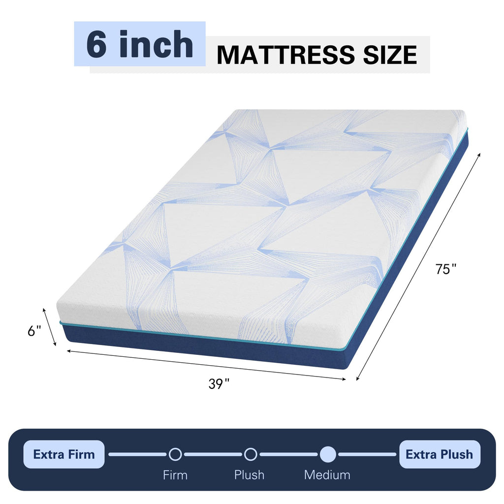 6 Inch Twin Gel Memory Foam Mattress U9155