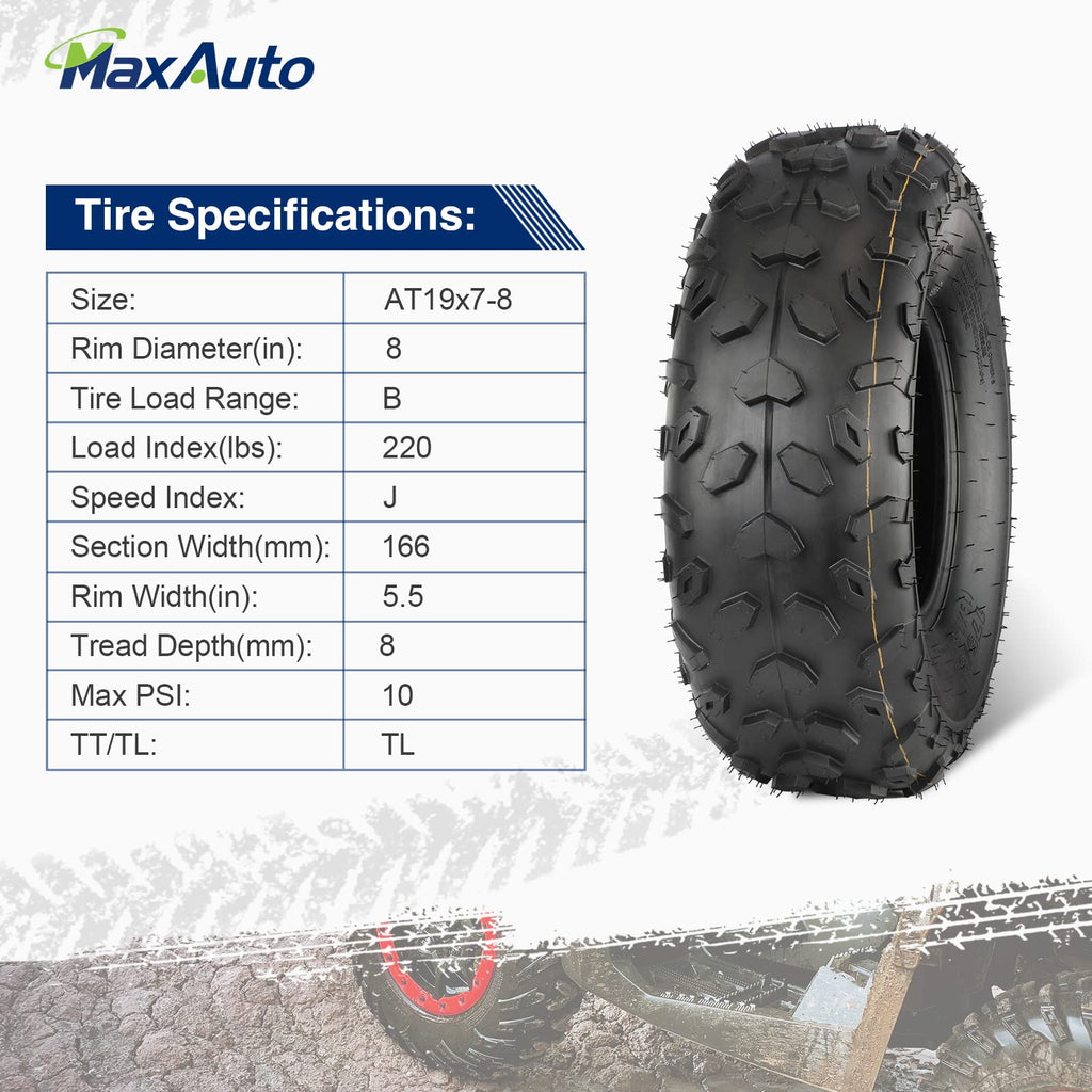 19x7-8 ATV UTV Off-Road Tires Set of 2 W309