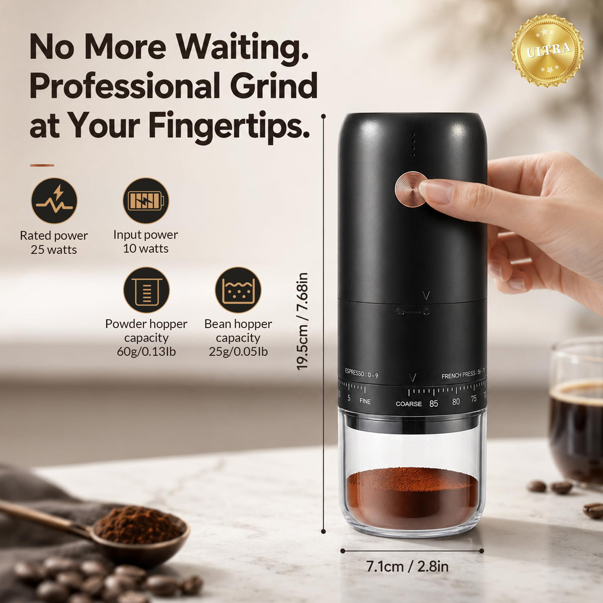 Portable Electric Burr Coffee Grinder G80956