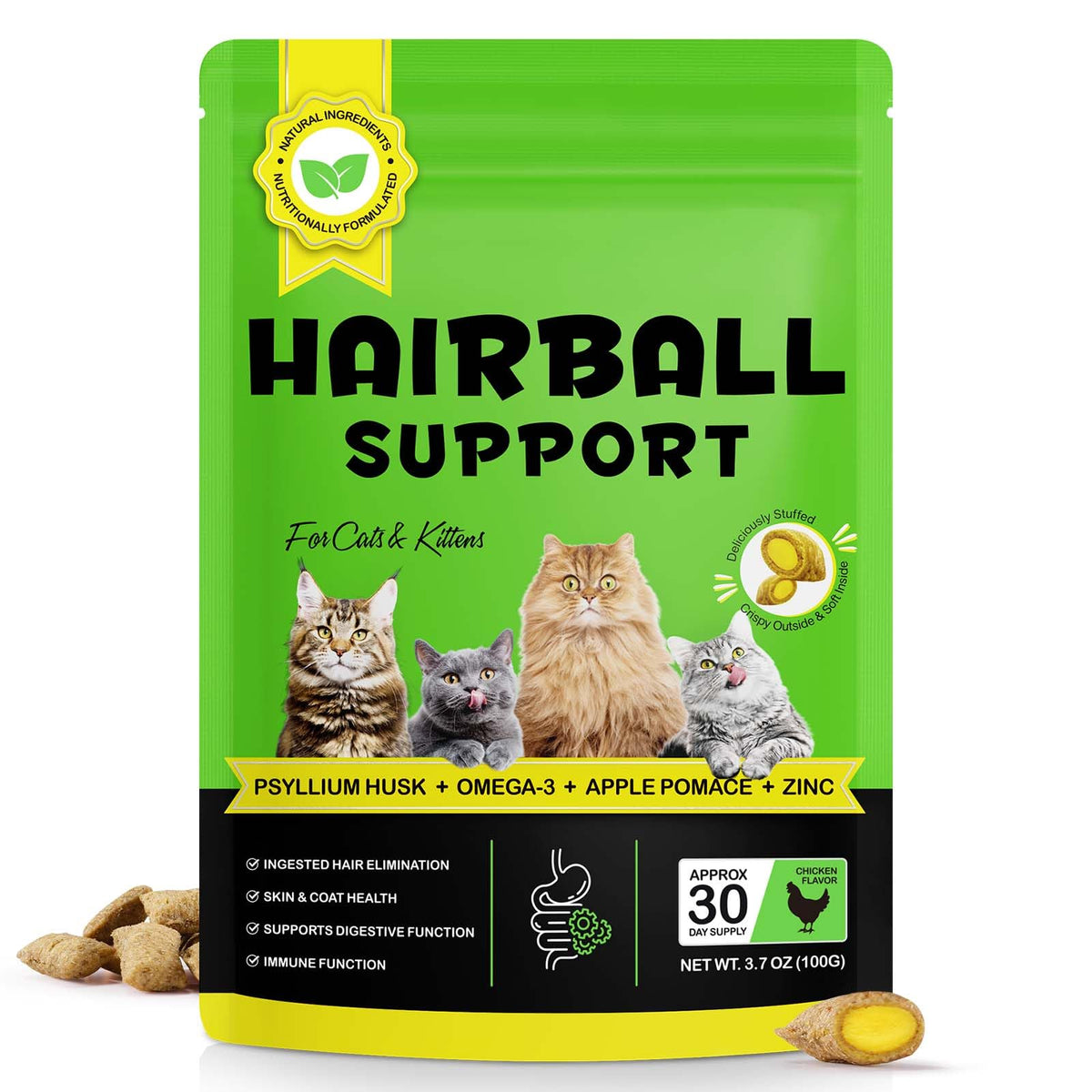 Hairball Remedy Cat Treats Chicken Flavour 100g L366304