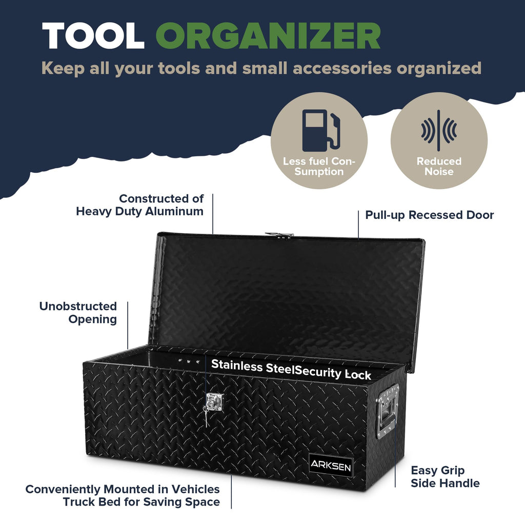 30" x 13" x 10" Black Truck Bed Tool Box T4987