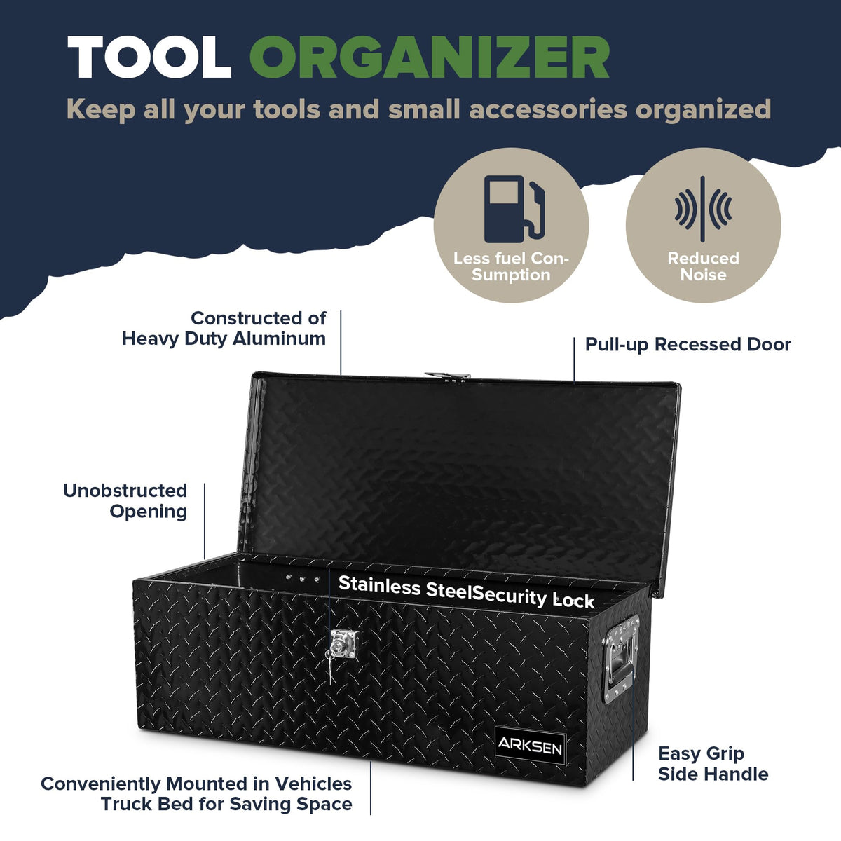 30" x 13" x 10" Black Truck Bed Tool Box T4987