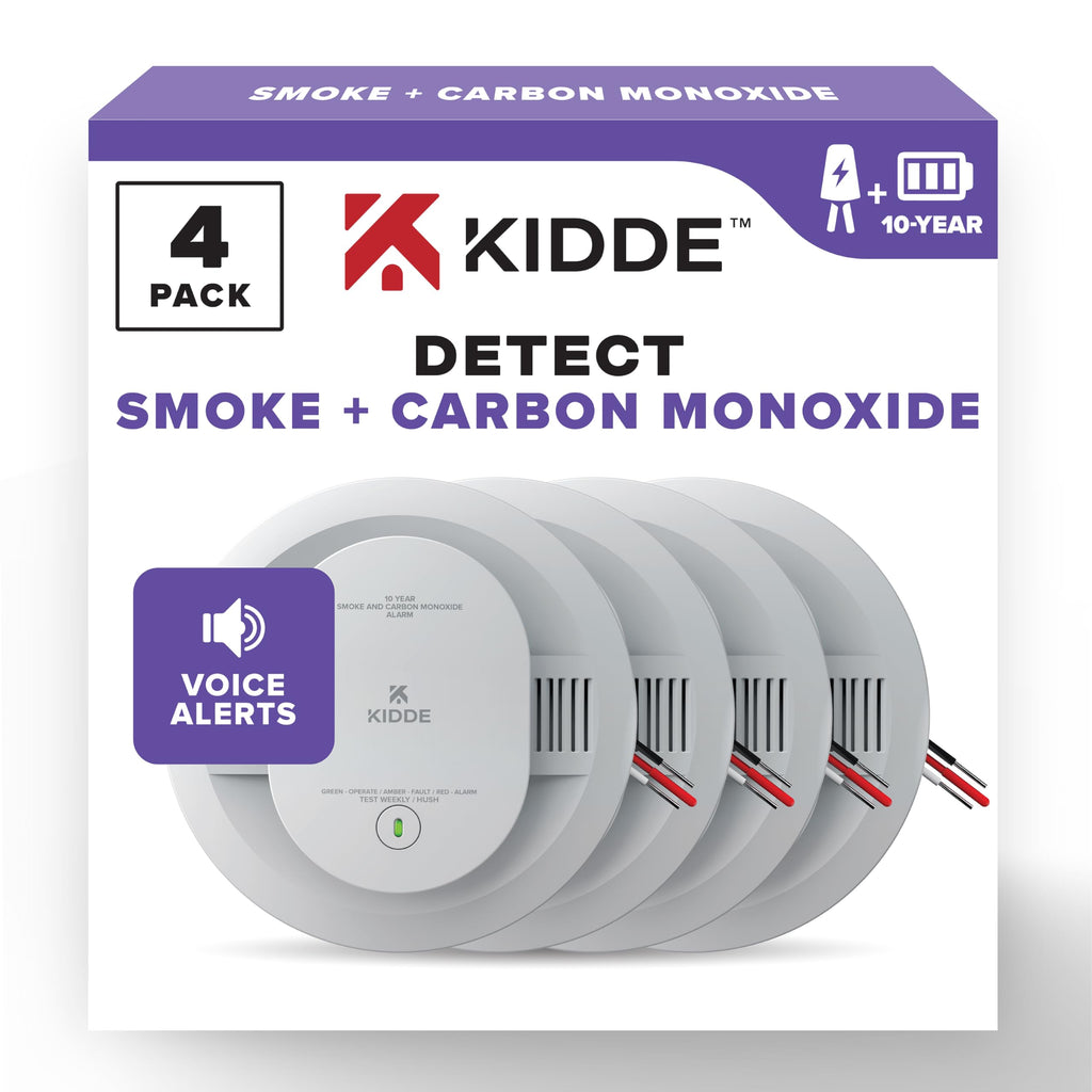 Hardwired Smoke & Carbon Monoxide Detector, 10-Year Battery Backup, 4 Pack R478