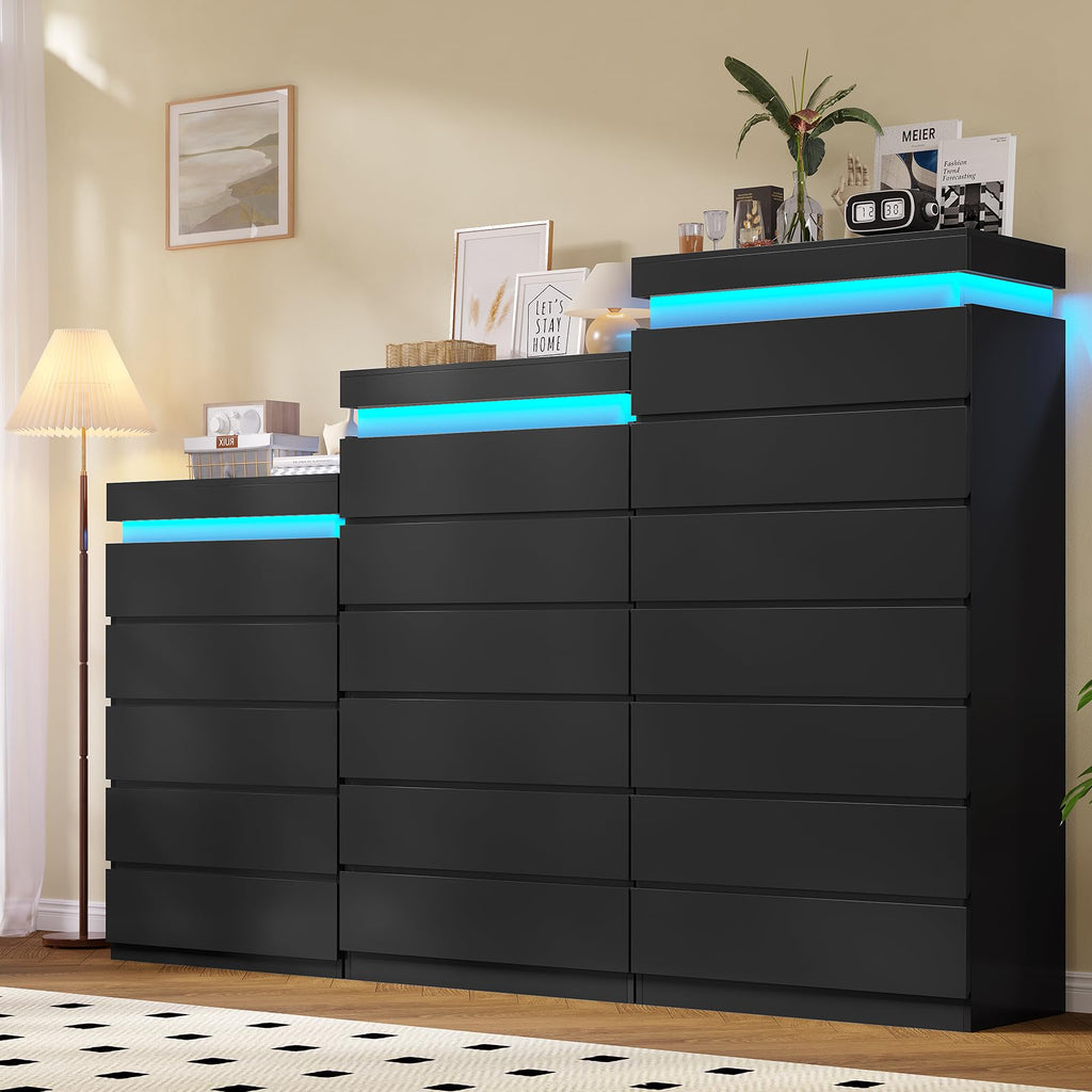 Black 6 Drawer Dresser W464