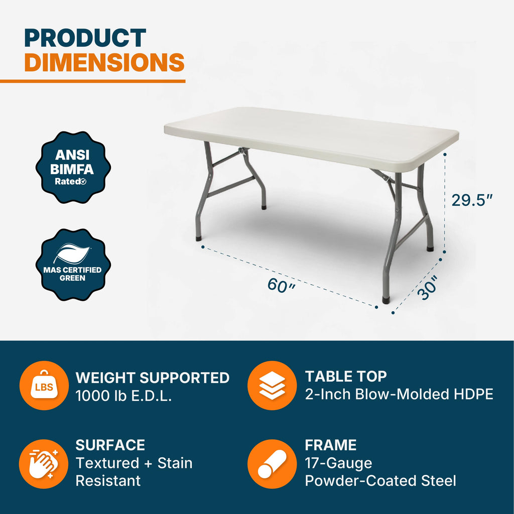 Rectangular Heavy-Duty Folding Table with Steel Frame N703082